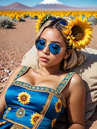 Attractive 20 year old latina girl DD breasts curvy ass in traditional blue dress